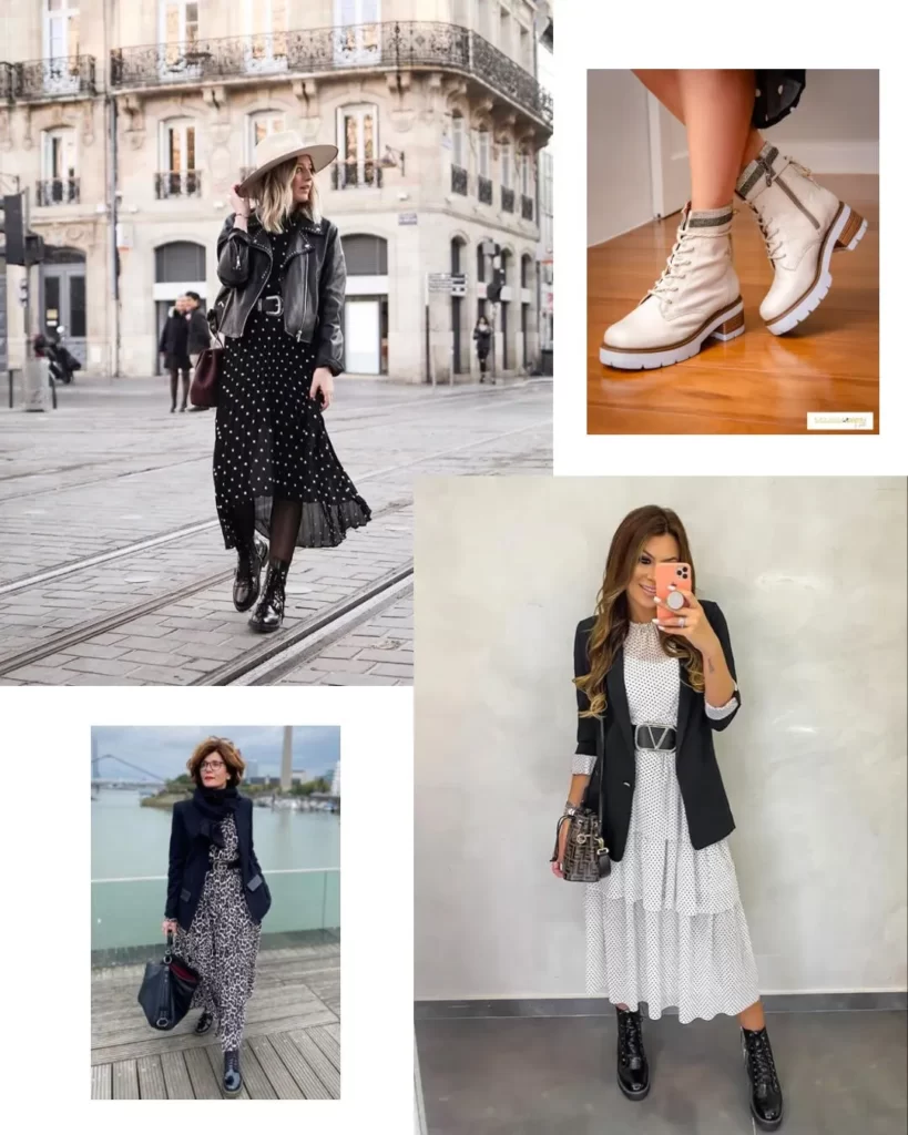 Diferentes combinações de POA com roupas de couro e saias